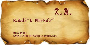 Kabók Mirkó névjegykártya